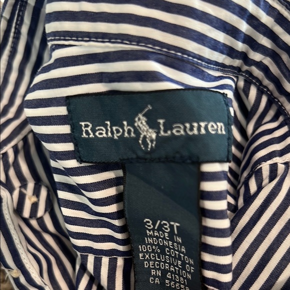 Ralph Lauren Blue and White Button Down Shirt with Dress Collar - Picture 2 of 2